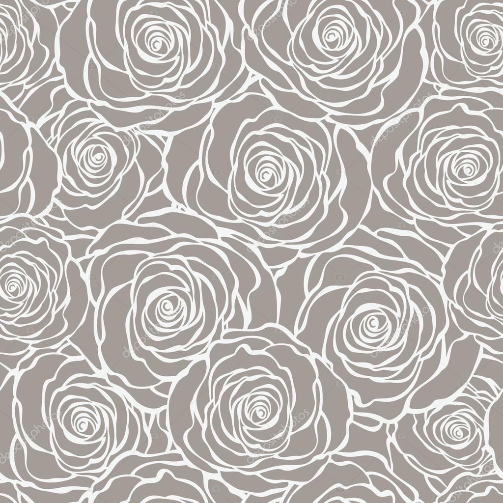 Art Deco floral seamless pattern with roses.