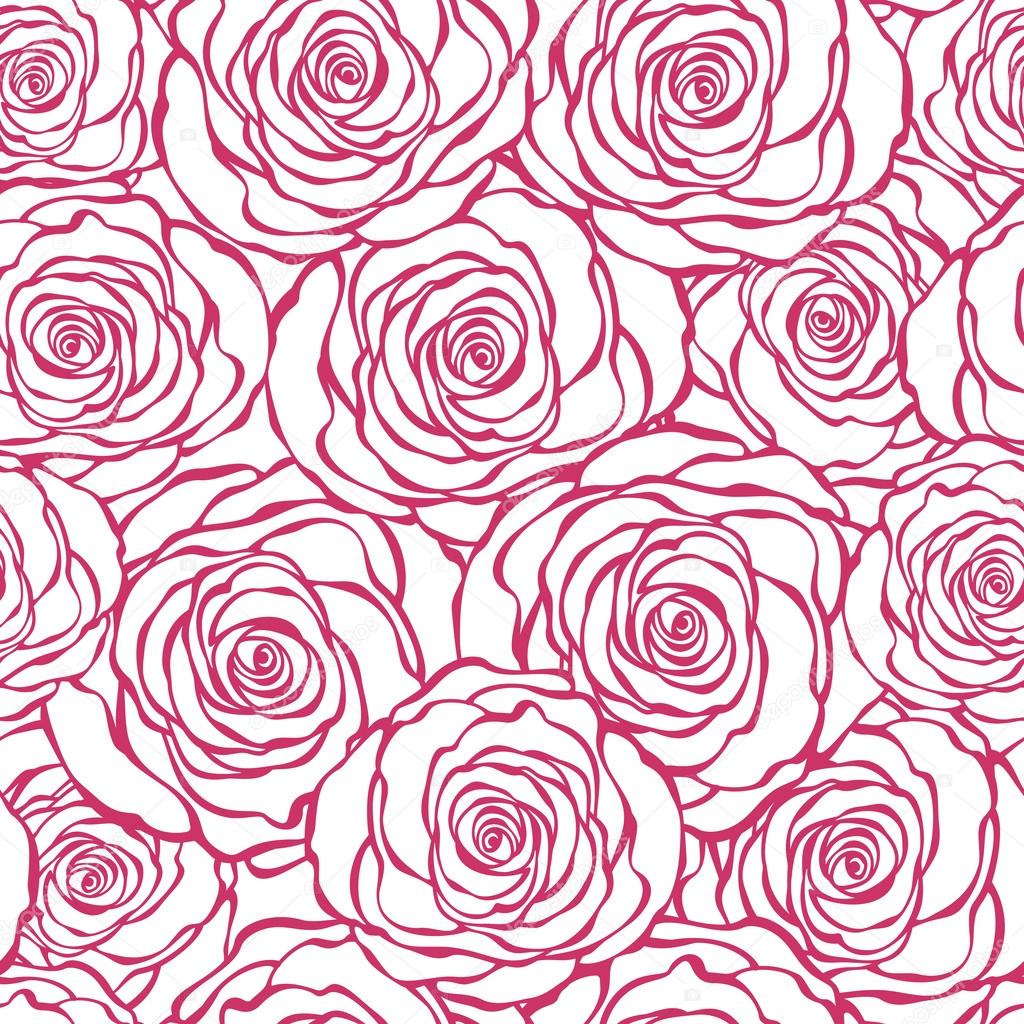 Art Deco floral seamless pattern with roses.