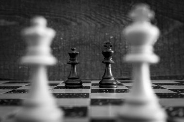 Satranç tahtasında fotoğraflanmış.