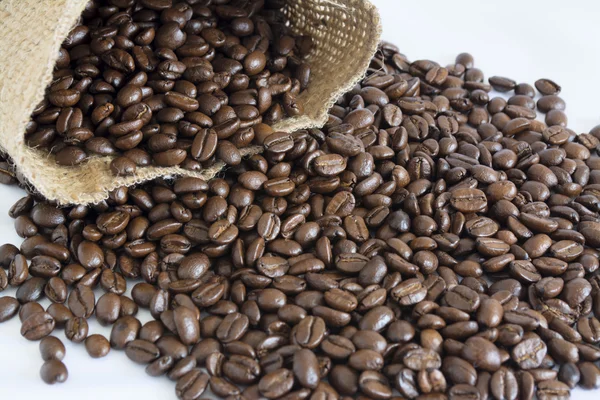 Jute bag and coffee beans II — Stock Photo, Image