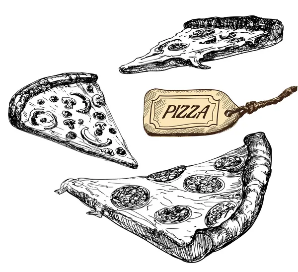 Rebanadas de pizza. Conjunto de ilustraciones vectoriales — Vector de stock