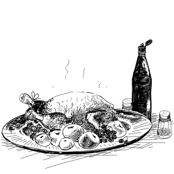 Κοτόπουλο με κέτσαπ — Διανυσματικό Αρχείο