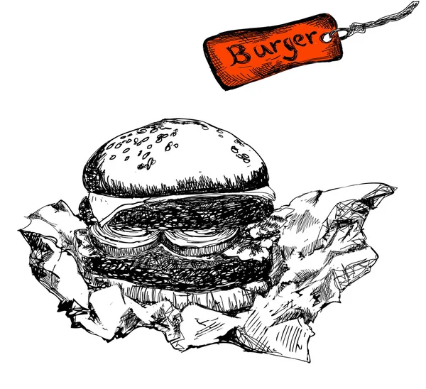 Burger dalam kertas - Stok Vektor