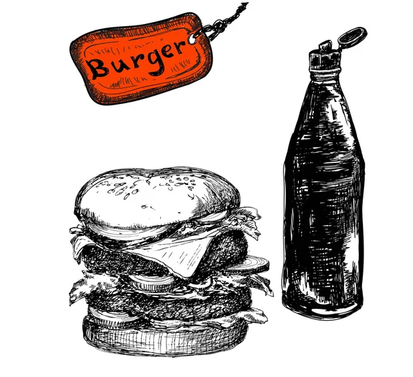 Burger mit Ketchup — Stockvektor
