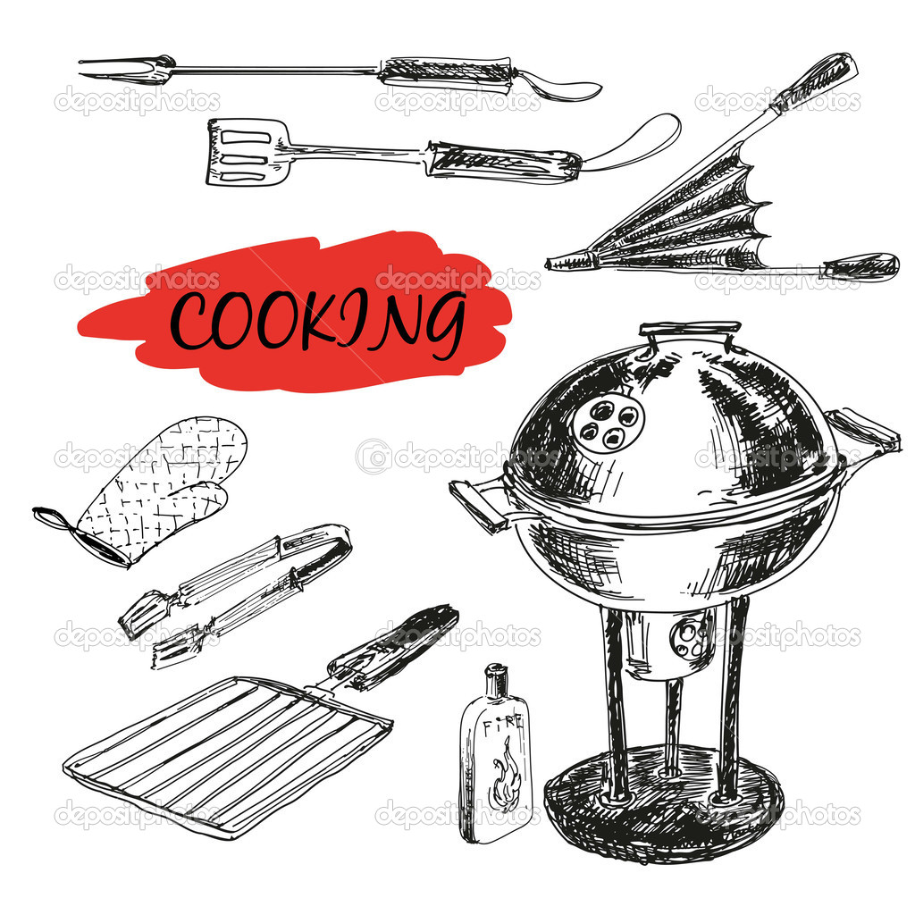 Barbecue utensils — Stock Vector © AlenaKaz #43372799