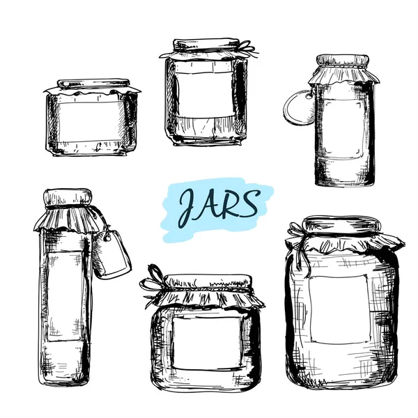 Jars with labels — Stock Vector