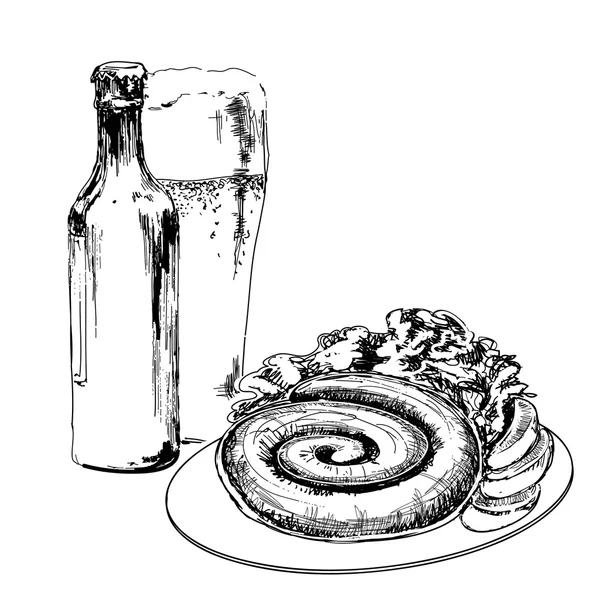 Bière à la saucisse . — Image vectorielle