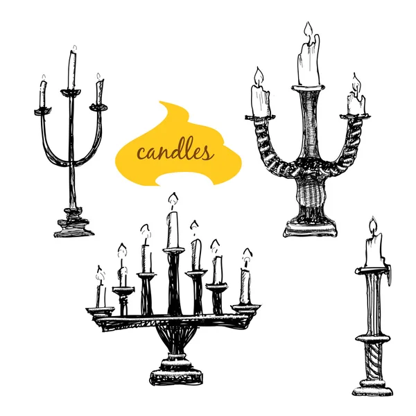 Набір свічок зі свічками — стоковий вектор