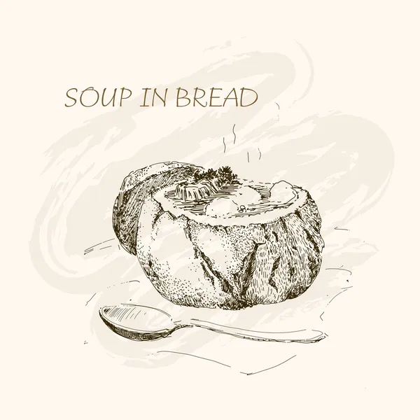 Soupe dans le pain — Image vectorielle