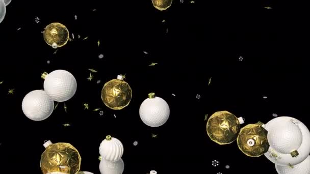 Voando ornamentos de Natal Alfa Loop — Vídeo de Stock