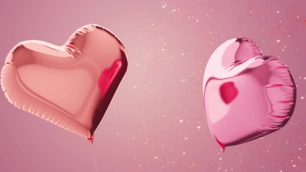 Together Forever. Flying balloons in the shape of a heart. Romantic background for valentines day. 3d Rendering. — Stock Video