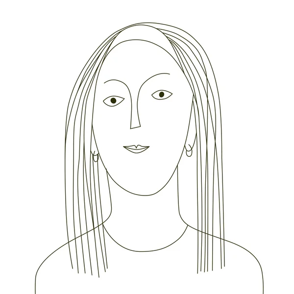 女の子の線形 portret — ストックベクタ