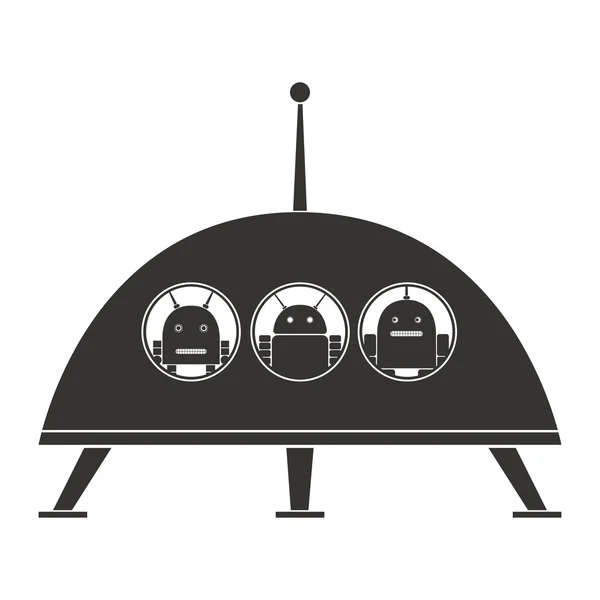 Robots in a flying saucer — Stock Vector