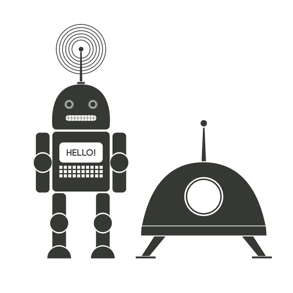 Robot and spaceship — Stock Vector