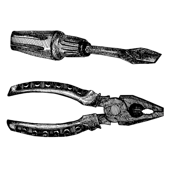 Pliers dan obeng - Stok Vektor