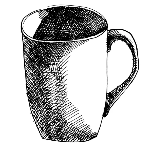 Mug drawn in ink — Stock Vector