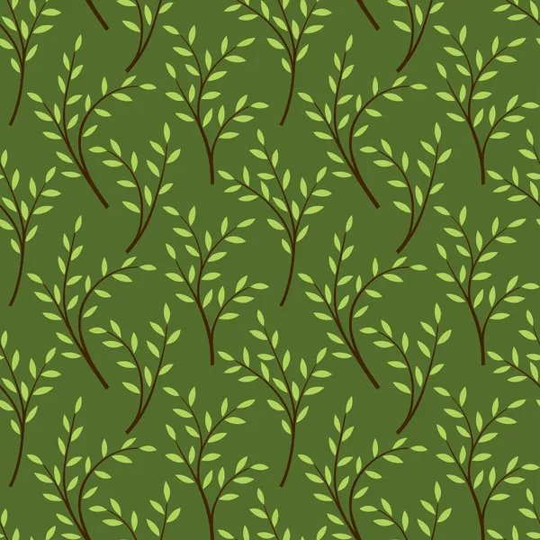 Seamless pattern of twigs with leaves — Stock Vector