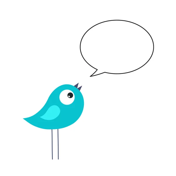 Pássaro azul com bolha de fala — Vetor de Stock