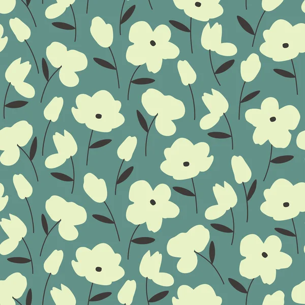 Naadloos patroon met witte bloemen — Stockvector