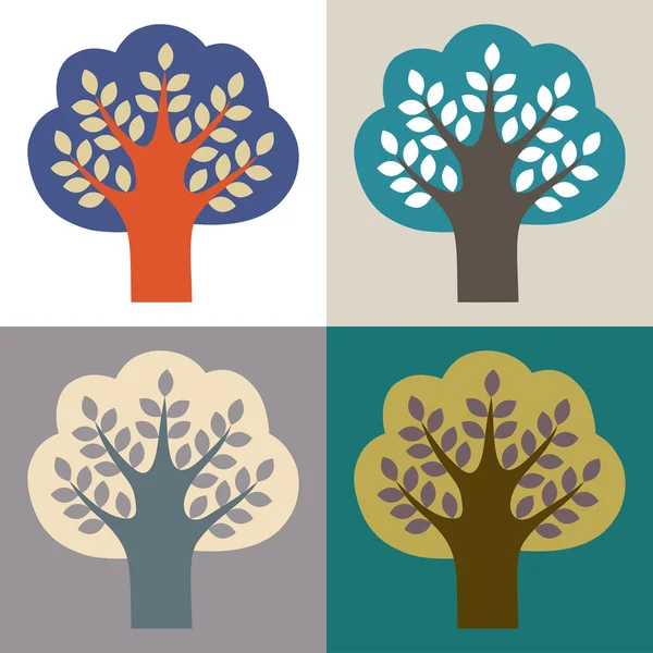 Set of trees in various colors — Stock Vector