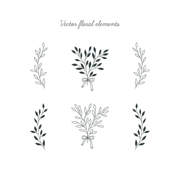 Elementi Floreali Vettoriali Bouquet Rami — Vettoriale Stock