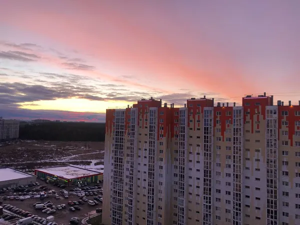 Vista Atardecer Desde Ventana Casa —  Fotos de Stock