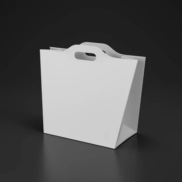 黒の背景に隔離された白い紙袋 3Dイラスト — ストック写真