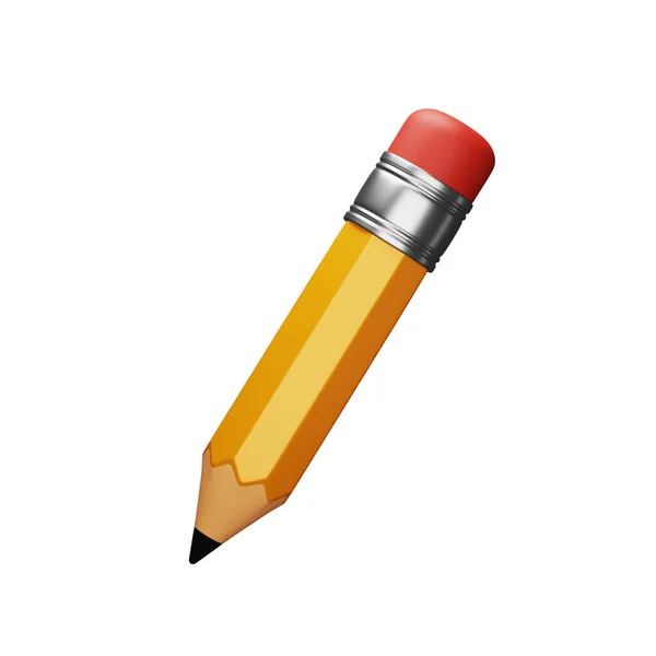 Rendering Cartoon Pencil Isolated White Background — Photo