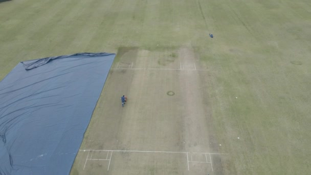 Campo de críquete sendo preparado com rolos — Vídeo de Stock