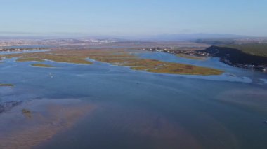 Drone flying over wetlands 