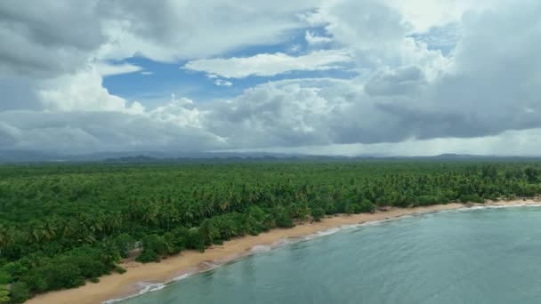 Letecký Pohled Krásné Pobřeží Dramatickým Panoramatem Hurikánu Fiona — Stock video