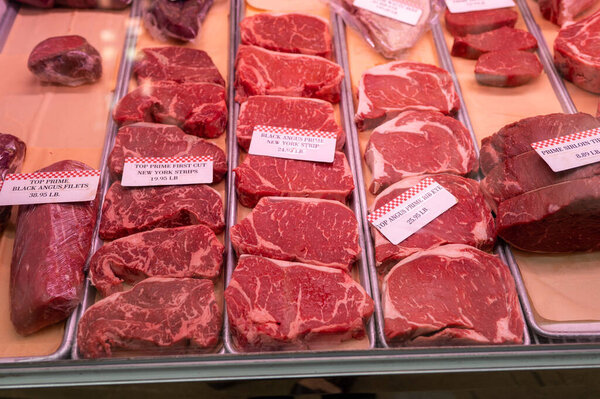 Red meat on display at store