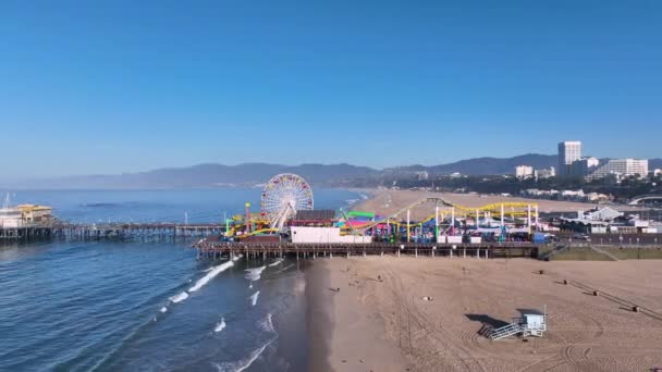 Santa Monica Usa Září 2022 Ptačí Oko Pohled Molo Santa — Stock video