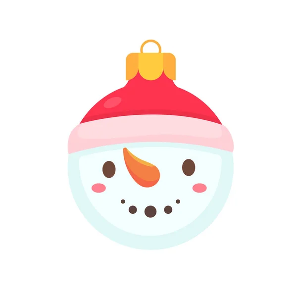 Bola Navidad Cara Animal Con Sombrero Lana Roja Para Decoración — Vector de stock