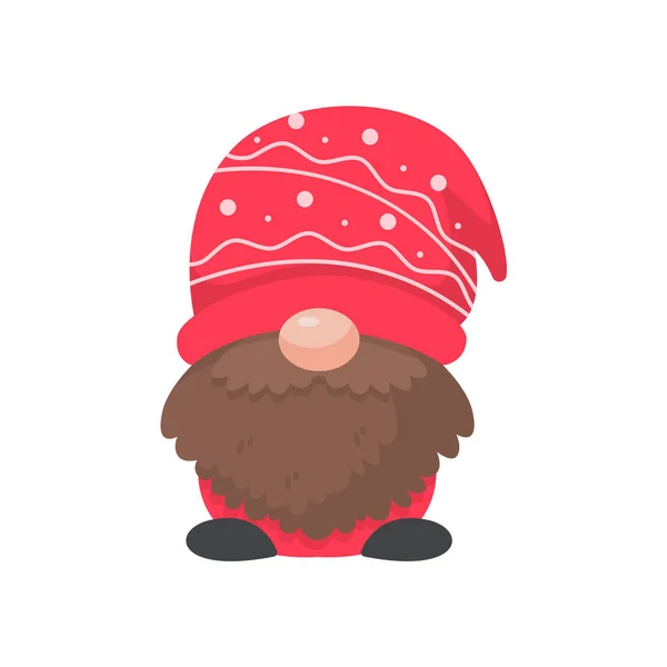 Gnome Noël Petit Gnome Portant Chapeau Laine Rouge Célébrer Noël — Image vectorielle