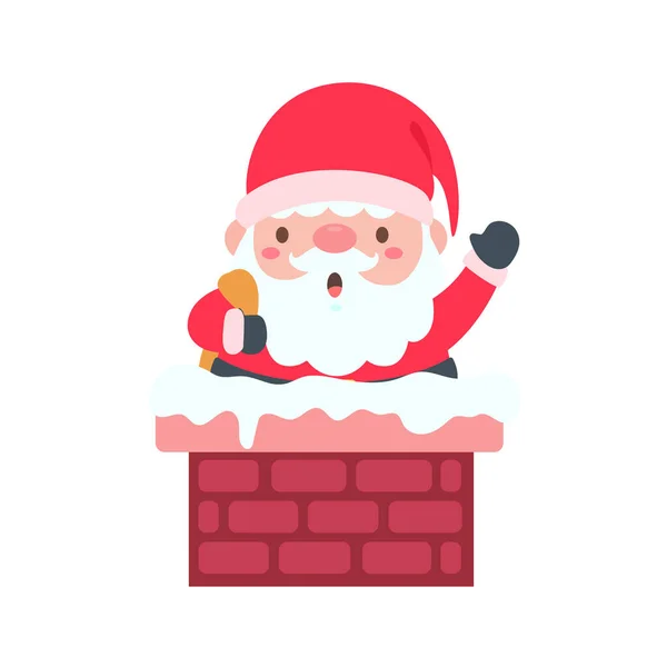 Cartoon Weihnachtsmann Mit Roter Strickmütze Zum Dekorieren Von Weihnachtsgrußkarten — Stockvektor