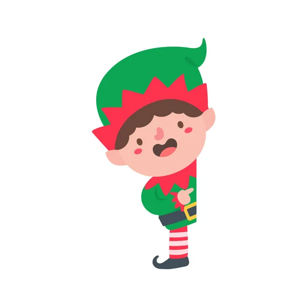 Personaje Elfo Para Decorar Tarjetas Felicitación Navideñas — Vector de stock