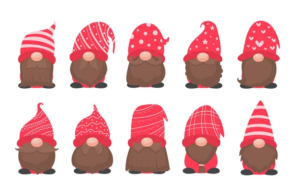 Christmas Gnome Little Gnome Wearing Red Woolen Hat Celebrate Christmas — Stock Vector