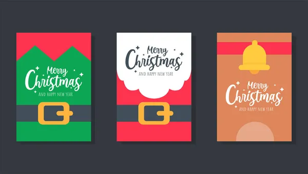 Christmas Card Santa Set Christmas Greeting Card Template — Stock Vector