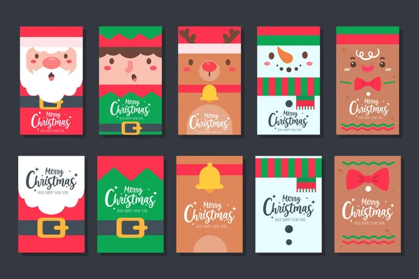 Christmas Card Santa Set Christmas Greeting Card Template — Stock Vector