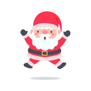 Noel baba kartlarını süslemek için kırmızı örgü şapka takan çizgi film.