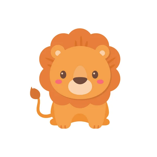 Wild Animal Cartoons Cute Lion King Vector Elements Children — Stock Vector