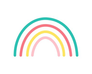 Beyaz bir arkaplanda izole edilmiş İskandinav gökkuşağı tatlı tebrik kartı elementleri