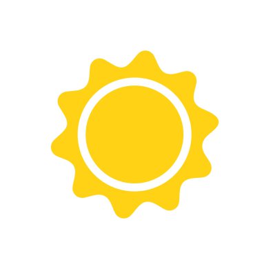 Vektör çizgi film sarı güneş ışığı yazı ısıtmak için parlıyor. Beyaz arkaplanda izole.