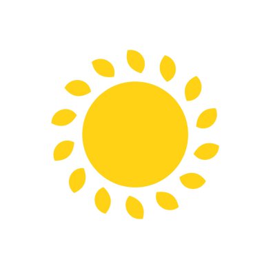 Vektör çizgi film sarı güneş ışığı yazı ısıtmak için parlıyor. Beyaz arkaplanda izole.