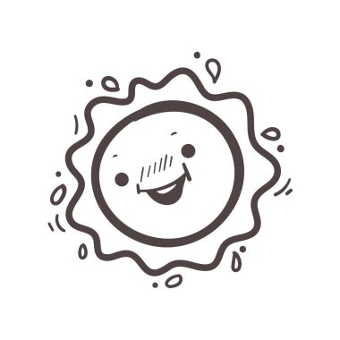 El çizimi sevimli çizgi film karakteri güneş yaz güneş radyasyonu elementini