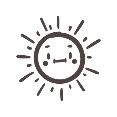 El çizimi sevimli çizgi film karakteri güneş yaz güneş radyasyonu elementini