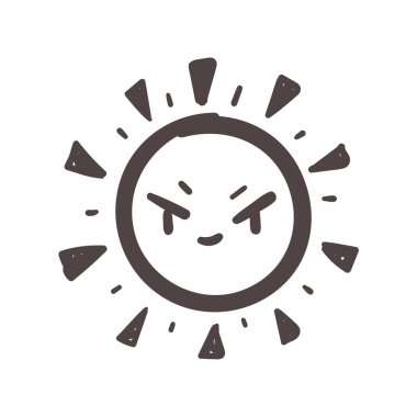 El çizimi sevimli çizgi film karakteri güneş yaz güneş radyasyonu elementini