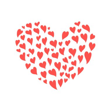 Sevgililer Günü kartlarını süslemek için aşkın kırmızı kalpleri