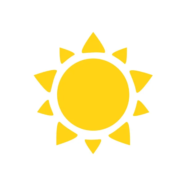 Vektor Cartoon Gelbe Sonne Leuchtende Lichtstrahlen Den Sommer Erwärmen Isoliert — Stockvektor